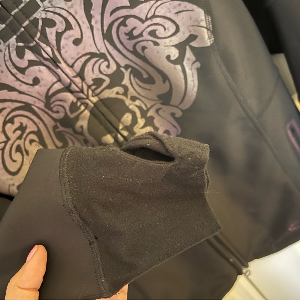 Harley-Davidson women's black softshell jacket purple-gray damask w skull motif - Picture 3 of 7